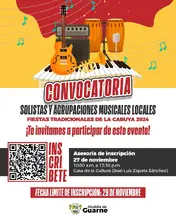 Convocatoria: Solistas y agrupaciones musicales locales. 